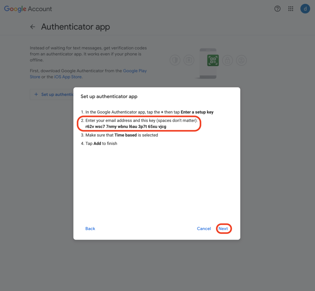 Step 11:Enable dual authentication with a mobile application on Gmail