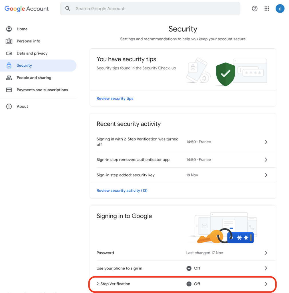 Step 3:Enable dual authentication with a mobile application on Gmail
